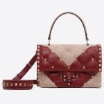 Valentino Pink/Red V Intarsia Candystud Top Handle Bag