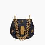 Chloe Blue Little Horses Embroidered Drew Bijou Mini Bag