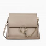 Chloe Light Gray Glossy Faye Medium Shoulder Bag