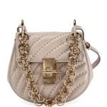 Chloe Light Gray Studded Drew Bijou Mini Bag