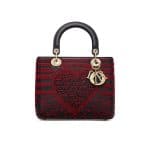 Dior Black/Red Embroidered Medium Lady Dior Bag