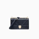 Dior Blue Metallic Calfskin Small Diorama Bag