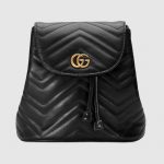 Gucci Black Matelassé GG Marmont Backpack Bag
