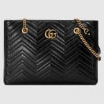 Gucci Black Matelassé GG Marmont Medium Tote Bag