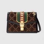 Gucci Brown GG Velvet Sylvie Small Shoulder Bag