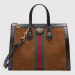 Gucci Chestnut Suede Ophidia Medium Tote Bag