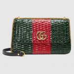 Gucci Green/Red Web Wicker Small Shoulder Bag