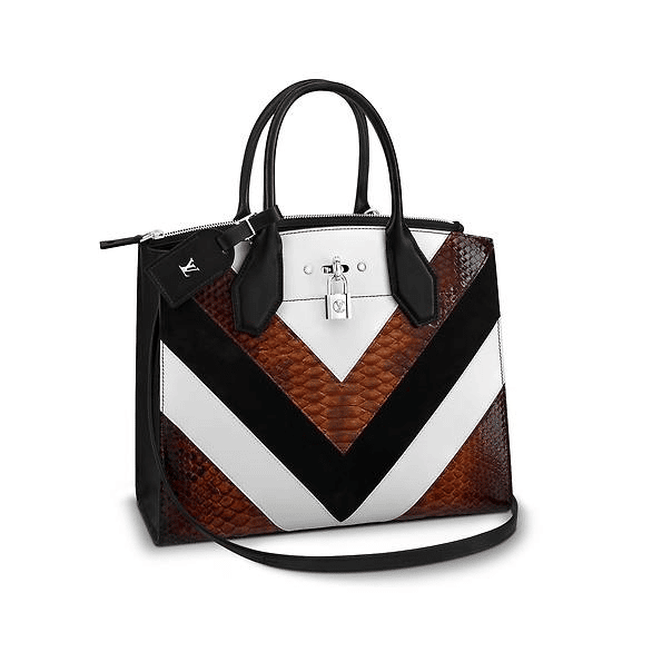 Louis Vuitton Leather and Python City Steamer - Black Handle Bags