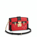 Louis Vuitton Rouge Epi Petite Malle Trunk Clutch Bag