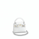 Louis Vuitton White Crystal Embroidered Capucines Mini Bag