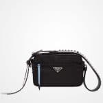 Prada Black/Astral Blue Black Nylon Mini Shoulder Bag