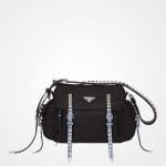 Prada Black/Astral Blue Black Nylon Shoulder Bag
