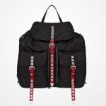 Prada Black/Fire Engine Red Black Nylon Backpack Bag