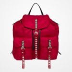 Prada Cherry Red Black Nylon Backpack Bag