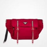 Prada Cherry Red Black Nylon Belt Bag