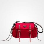 Prada Cherry Red Black Nylon Shoulder Bag