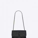 Saint Laurent Black Crinkled and Quilted Baby Niki Chain Bag