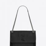 Saint Laurent Black Crocodile Embossed Suede Medium Niki Chain Bag