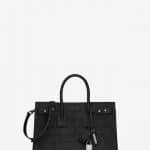 Saint Laurent Black Crocodile Embossed Suede Small Sac De Jour Bag