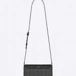 Saint Laurent Black Leather with Micro-Studs and Eyelets Catherine Satchel Bag