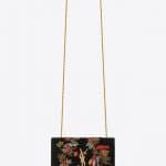 Saint Laurent Black Suede Parrot Embroidered Small Kate Chain Bag