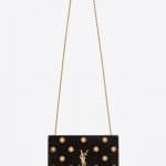 Saint Laurent Black Suede with Bronze Studs Medium Kate Chain Bag