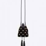 Saint Laurent Black Suede with Studs Anja Tassel Small Bucket Bag