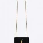 Saint Laurent Black Velvet Small Kate Tassel Chain Bag