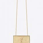 Saint Laurent Gold Crinkled Metallic Small Kate Chain Bag