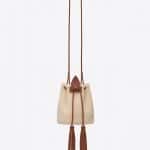 Saint Laurent Ivory/Cognac Shearling:Leather Anja Tassel Small Bucket Bag