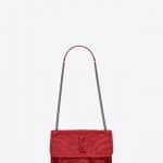 Saint Laurent Red Crinkled and Quilted Baby Niki Chain Bag