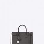 Saint Laurent Storm Gray Shiny Crocodile Embossed Baby Sac De Jour Souple Bag