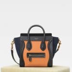 Celine Apricot/Navy Multicolour Baby Grained Calfskin Nano Luggage Bag