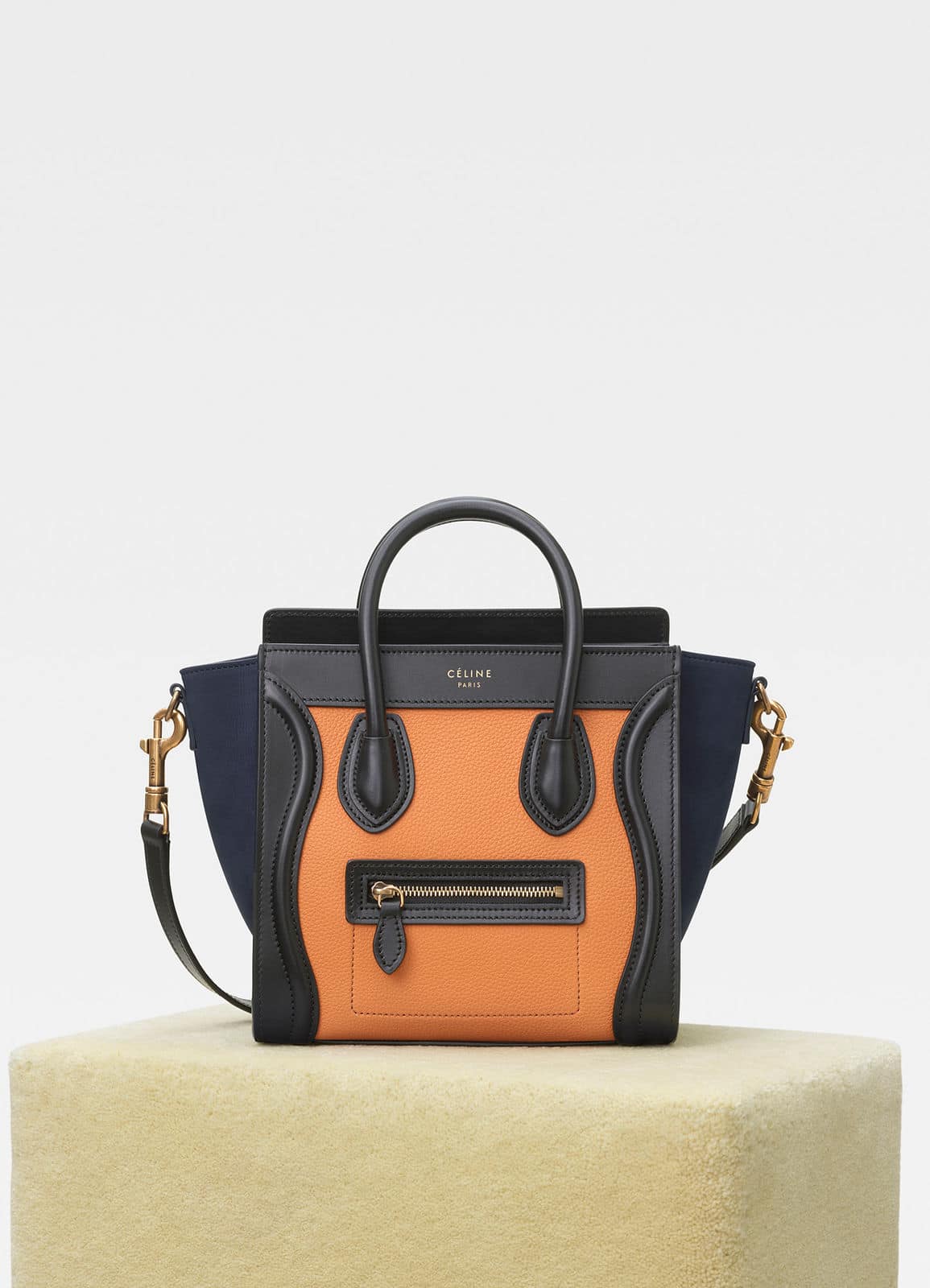 CELINE Supple Grained Calfskin Nano Big Bag Bucket Slate Blue | FASHIONPHILE