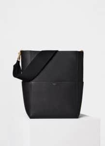 Celine Black Soft Grained Calfskin Sangle Bucket Bag