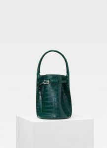 Celine Dark Green Crocodile Big Bag Bucket