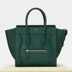 Celine Dark Green Drummed Calfskin Micro Luggage Bag