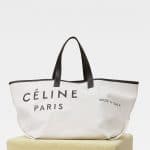 Celine White/Black Textile Medium Made In Tote Bag