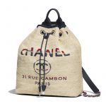 Chanel Beige Canvas Deauville Backpack Bag