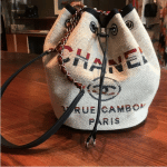 Chanel Beige Canvas Deauville Drawstring Bag