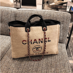 Chanel Beige Canvas Deauville Shopping Bag 3