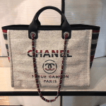 Chanel Beige Canvas Deauville Shopping Bag 4
