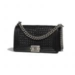 Chanel Black Braided Calfskin Old Medium Boy Flap Bag