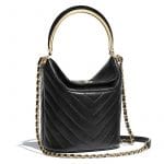 Chanel Black Chevron Lambskin Bucket Bag