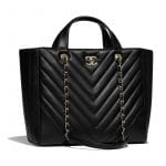 Chanel Black Chevron Statement Large Shopping Bag