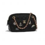 Chanel Black Wool with Charms Camera Case Bag