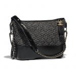 Chanel Black/Gray/Silver Tweed Gabrielle Hobo Bag