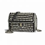 Chanel Black/White Crochet with Pearls Flap Bag
