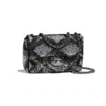 Chanel Black/White Suede Goatskin with Strass Mini Flap Bag
