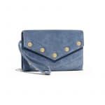Chanel Blue Chevron Suede Calfskin Mini Clutch Bag